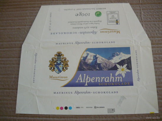 Обертка от шоколада  ALPENRAHM