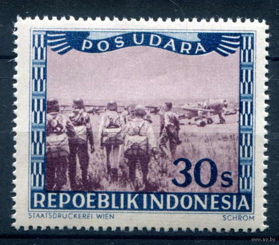 Индонезия - 1947/48г. - локальные марки, местные мотивы, авиация, авиапочта, 30 S - 1 марка - MNH [Mi 29]. #4-W2-113-A-2