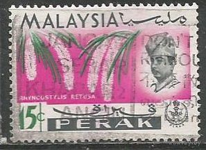 Малайские штаты(Перак). Цветы. Орхидея Ранхостилис. 1965г. Mi#120.