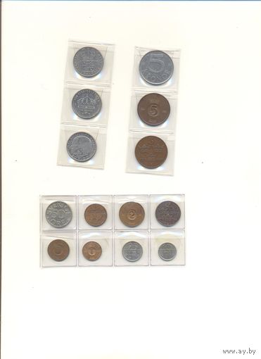 Швеция к-т монет 14 шт.
