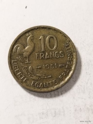 Франция 10 франков 1951