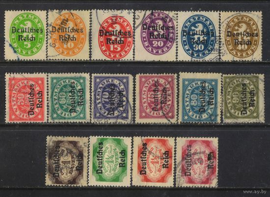 Германия Респ Служебные 1920 Надп на марках Баварии #34-48,50