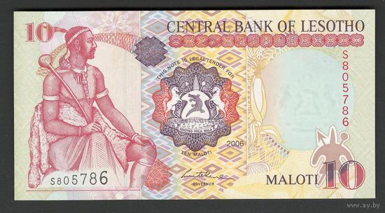 Лесото 10 малоти 2006 года. Тип P-15d. Состояние UNC