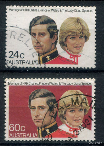 Австралия - 1981г. - свадьба принца Чарльза и принцессы Дианы - 2 марки - полная серия, гашёные [Mi 760-761]. #3-WB-89-KS-1