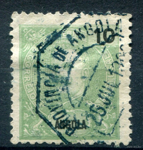 Португальские колонии - Ангола - 1898/1901г. - Король Карлуш I, 10 R - 1 марка - гашёная [Mi 40]. #1-Po-19-A-1