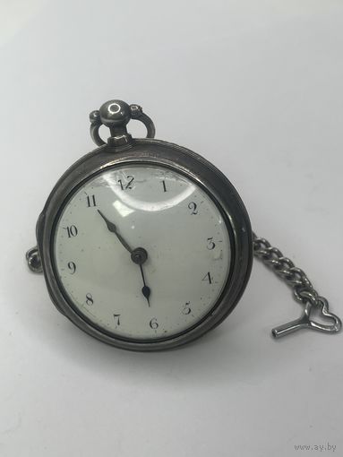 Часы карманные серебряные фузейные Англия 18 век На ходу