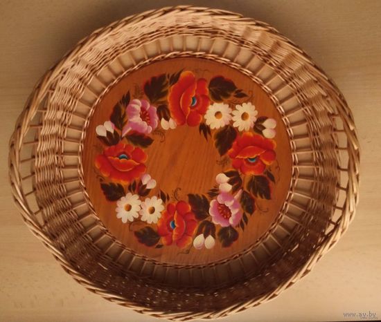 Поднос лоза ручная роспись советский винтаж