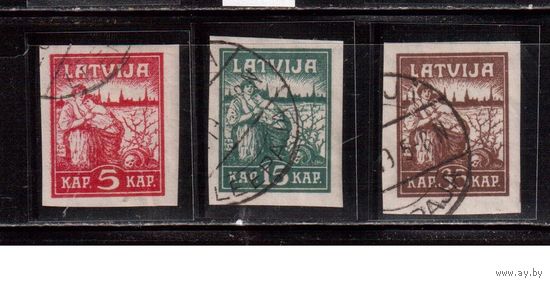 Латвия-1919 (Мих.25-27)  гаш. , Освобождение Риги(полная серия)