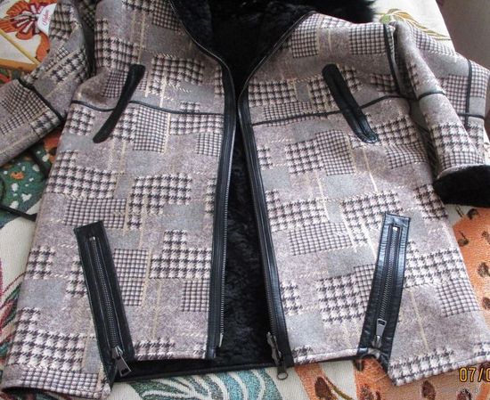 Дизайнерская дубленка. Капюшон-песец. Р.52-54