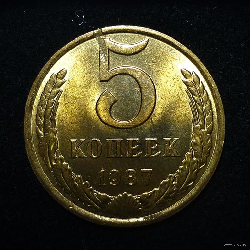 5 КОПЕЕК 1987 ЯРКИЙ ШТЕМПЕЛЬНЫЙ ЛЮКС ( БЕЗ МЦ ) КОРОТКИЙ АУК
