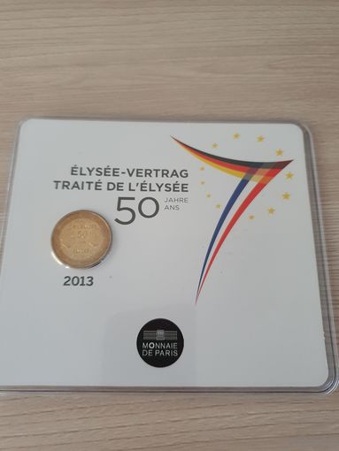 Франция 2 евро 2013 юбилейная 50 лет Елисейскому договору о франко-германской дружбе BU Блистер