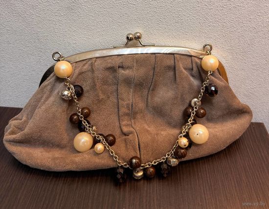 Винтажная замшевая сумочка-ридикюль на фермуаре от Rada Borse.