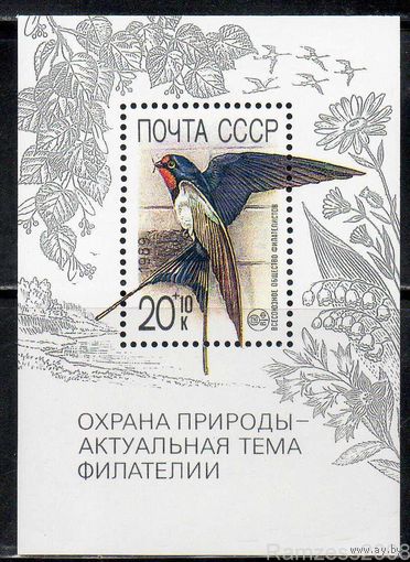 1989 СССР фауна Птица Охрана природы блок ** (С)
