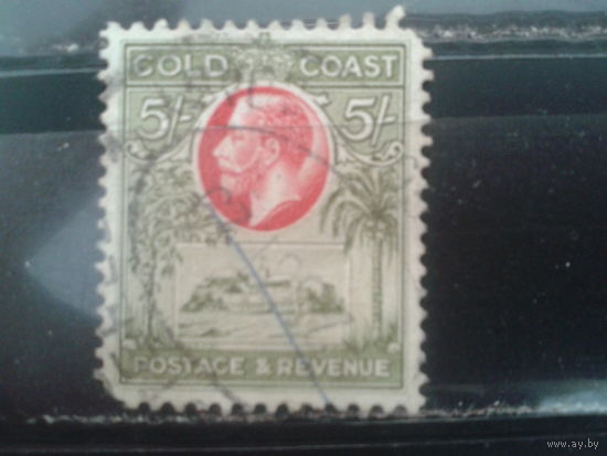 Золотой берег, колония Англии, 1928. Стандарт. Король Англии Георг V, 5Sh. Mi- 75,0 евро гаш.