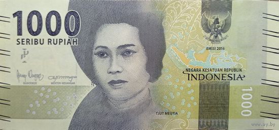 Werty71 Индонезия 1000 рупий 2016 UNC банкнота