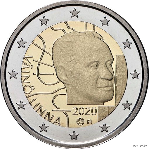 2 евро 2020 Финляндия 100 лет со дня рождения Вяйнё Линна UNC из ролла