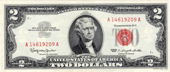 США, 2 доллара, 1963, XF