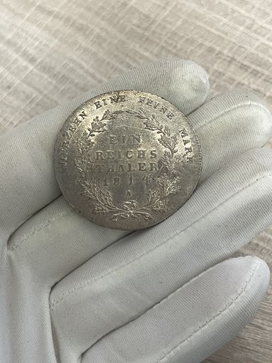 Талер 1814 с ярким штемпельным блеском , очень редкий сохран для этого типа !