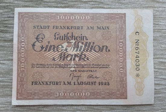 Werty71 Германия 1000000 марок 1923 1 миллион банкнота Гроссгельд Франкфурт