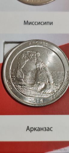 США. 25 центов (квотер) Национальный парк Эверглейдс 2014