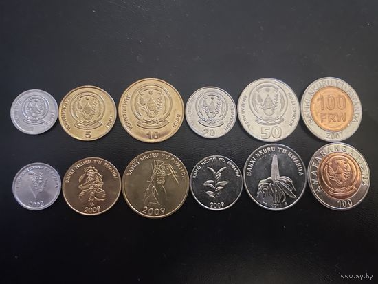 Руанда Полный набор 6 монет 2003 - 2011 UNC