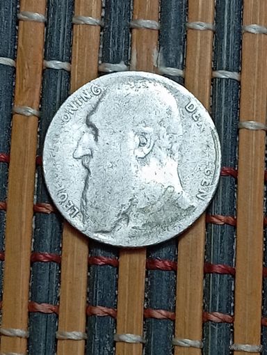 Бельгия 50 сантим 1901 года . Серебро  . С рубля .