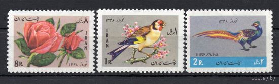 Иран 1969. Птицы. Флора роза. 3 марки (1417)