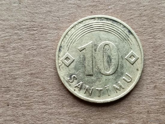 Латвия 10 сантимов, 1992г. (D-107)