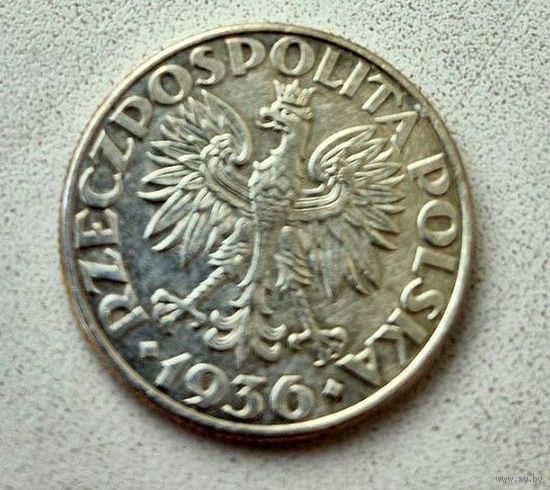 2 злотых 1936, Польша.