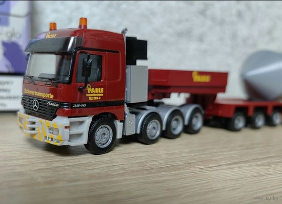 Мерседес Актрос 1:87 тралл с грузом. Herpa