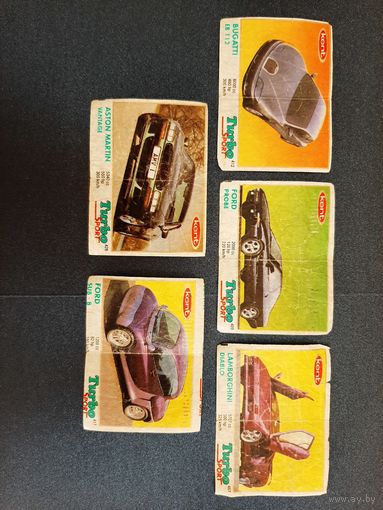 Вкладыши TURBO SPORT, ТУРБО СПОРТ МЯТА. Лот 5 шт. В коллекцию. Доставка бесплатно.