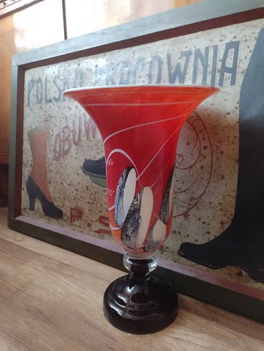 Ваза с-зд Неман Березовка не Столле эксклюзивная (на заказ) огромная сульфидное стекло (1)