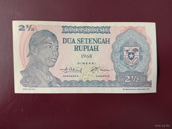 Индонезия 2 1/2 рупии 1968 UNC