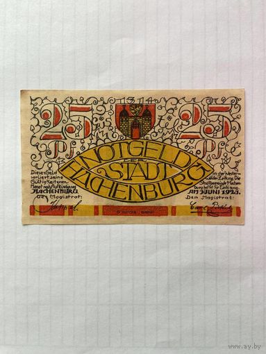 25 пфенигов (нотгельды) Германия г.Хашенбург -1402