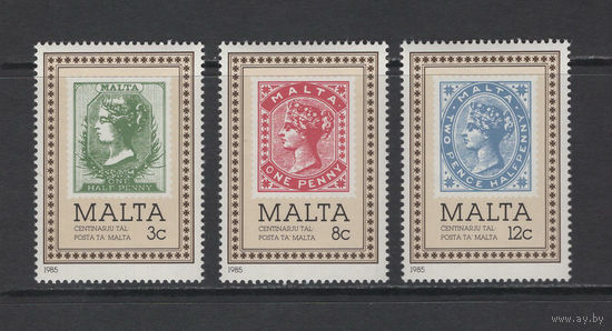 Почта Мальта 1985** 100 лет маркам колонии, Королева Виктория на марках Mi#719-721