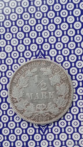Германия 1/2 марки 1907 A