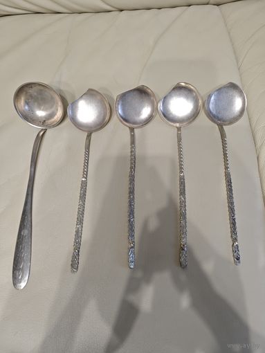 Ложки со скошенным краем СССР, мельхиор.