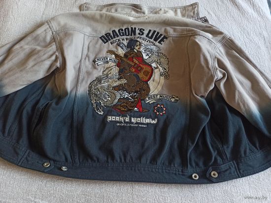 Японская джинсовая -футболка с вышивкой Эмблемы ROCK'N ROLL FESTIVAL.