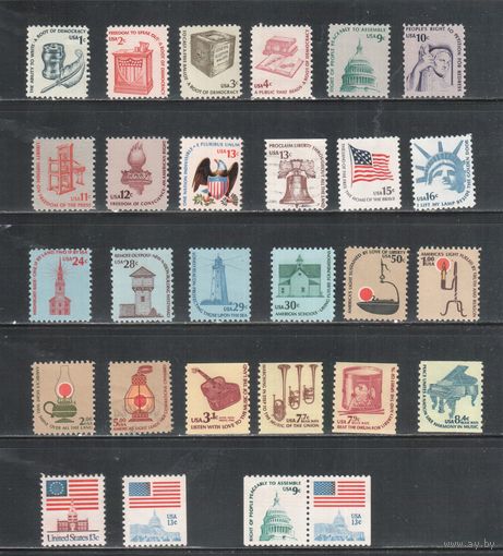 США-1975-1981, (Мих.1191--), **/* (2 м - гаш.), Стандарт(все марки)