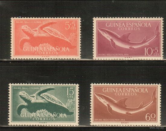 Гвинея(Испанская)-1954(Мих.303-306),  ** / *,  Морская  Фауна ,Черепахи, Киты (полная серия)