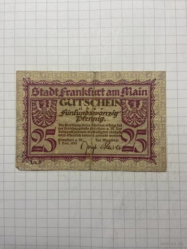 25 пфенингов (нотгельды) г. Германия.-1412-2