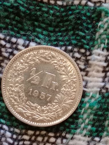 Швейцария 1/2 франка 1957 серебро