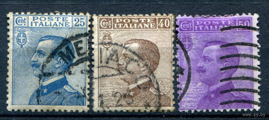 Италия (Королевство) - 1908г. - король Виктор Эммануил III - 3 марки - полная серия, гашёные [Mi 90-92]. #1-It-20-A-2