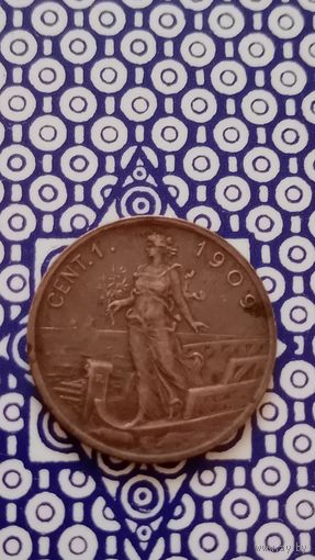 Италия 1 чентезимо 1909