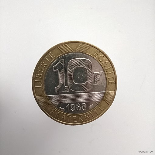 Франция 10 франков 1988 год лот 40 биметалл