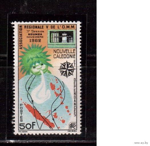 Новая Каледония-1962, Французские колонии,(Мих.385) ** , Метеорология, Карта