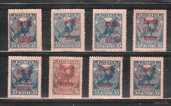 СССР-1924 (Заг.D1-D9) , *(без клея)   , Доплатные марки, 8 марок