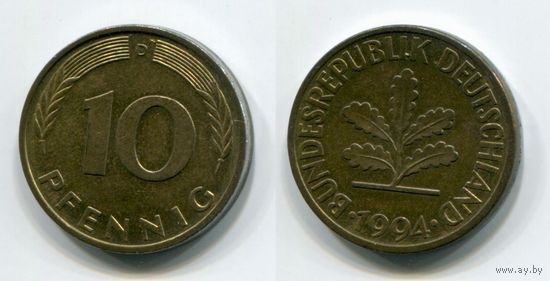 Германия. 10 пфеннигов (1994, буква D, XF)
