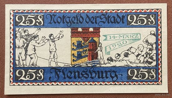 Нотгельд 25 пфеннигов 1920 год. Фленсбург. Веймарская республика