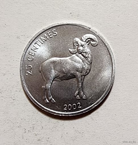 Конго - ДРК 25 сантимов, 2002 Животные - Гривистый баран